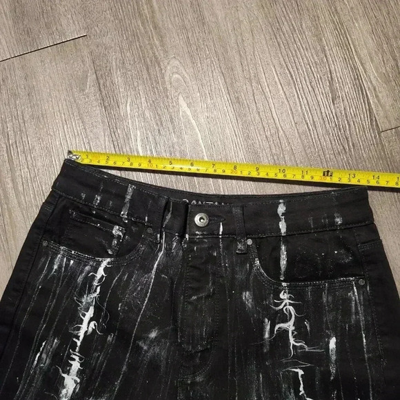 Gothic & grunge black and white abstract hand-painted straight-legged jeans - Picture 13 of 16